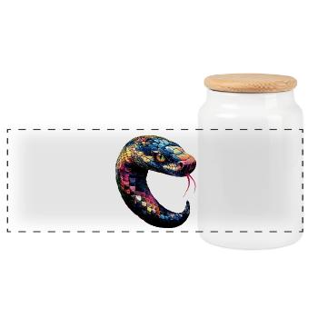 serpent, python, cobra, serpent à sonnettes, serpents - Boîte à biscuits avec couvercle en bois - blanc - Devant
