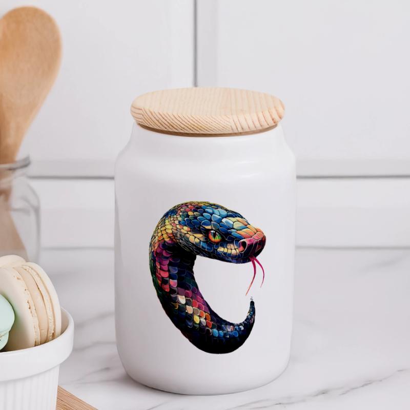 snake, python, cobra, rattlesnake, snakes Panoramic Cookie Jar with Wooden Lid