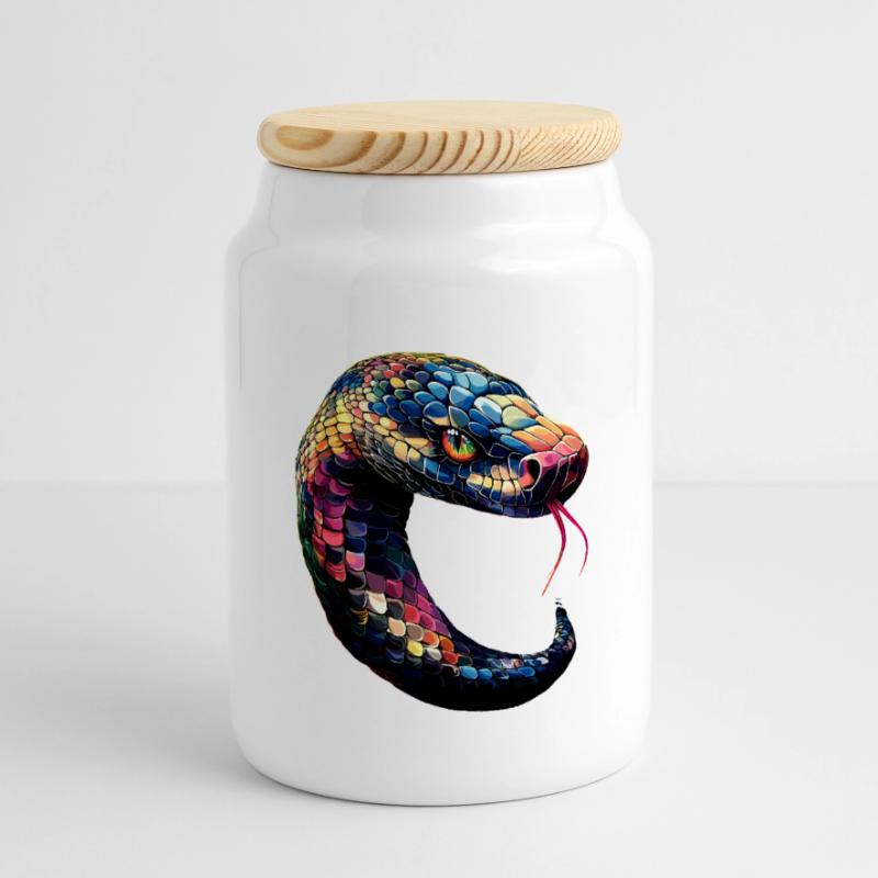 snake, python, cobra, rattlesnake, snakes Panoramic Cookie Jar with Wooden Lid