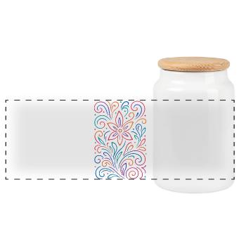 Motif floral lumineux aux couleurs fluo - Boîte à biscuits avec couvercle en bois - blanc - Devant