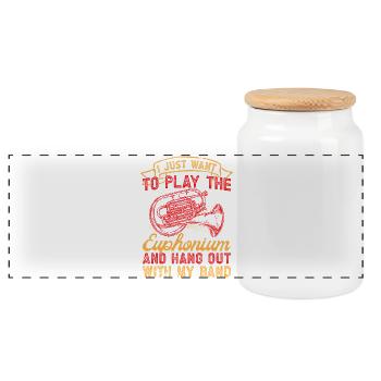 Euphonium Just Want To Play The Euphonium Baritone - Panoramic Cookie Jar with Wooden Lid - white - Front
