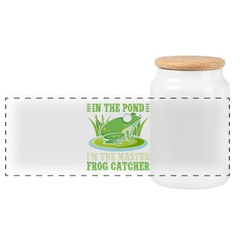 Attrape-grenouilles dans l'étang Maître attrape-grenouilles - Boîte à biscuits avec couvercle en bois - blanc - Devant