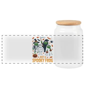 Spooky Frogs Halloween Costume - Panoramic Cookie Jar with Wooden Lid - white - Front