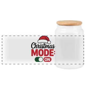 Weihnachtsschönes Vulkan Design - Panorama Keksdose mit Holzdeckel - Weiß - Vorne