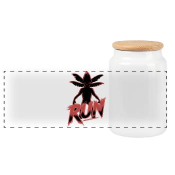 Ausreißer Spinne Graffiti Design - Panorama Keksdose mit Holzdeckel - Weiß - Vorne