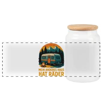 Mon autre maison a des roues camping camping-car - Boîte à biscuits avec couvercle en bois - blanc - Devant