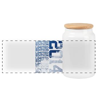 12 JAHRE LIMITED EDITION 2014 12. GEBURTSTAG - Panorama Keksdose mit Holzdeckel - Weiß - Vorne
