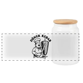 Döner Kebab - Fast Food - Spruch - Panorama Keksdose mit Holzdeckel - Weiß - Vorne