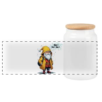 Water Water Gift Original Humor Santa Claus - Panoramic Cookie Jar with Wooden Lid - white - Front