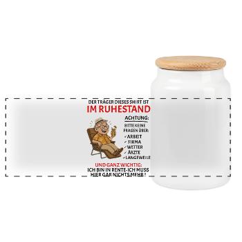 Pension Pension Retirement Funny Pensioner - Panoramic Cookie Jar with Wooden Lid - white - Front