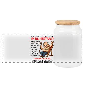 Pension Pension Retirement Funny Pensioner - Panoramic Cookie Jar with Wooden Lid - white - Front
