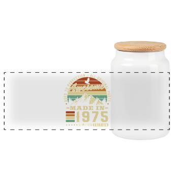 1975 Vintage Retro Geburtstagsgeschenk - Boîte à biscuits avec couvercle en bois - blanc - Devant