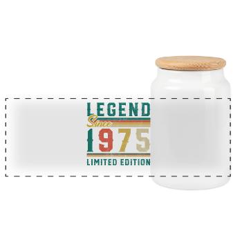 1975 Vintage Retro Birthday Gift - Panoramic Cookie Jar with Wooden Lid - white - Front