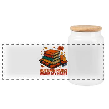 Herbst Lesen Bücher Buchliebhaber Leseratte - Panorama Keksdose mit Holzdeckel - Weiß - Vorne