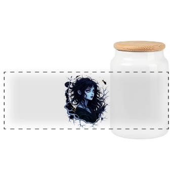 Moonlight Shadow Spell Anime - Panoramic Cookie Jar with Wooden Lid - white - Front
