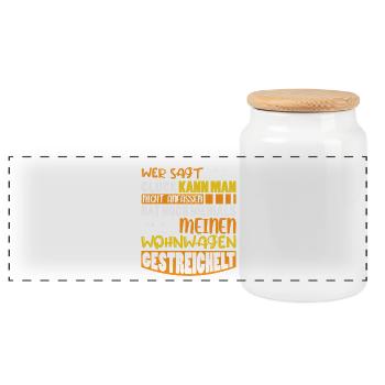 Camper Camping Caravan Saying - Panoramic Cookie Jar with Wooden Lid - white - Front