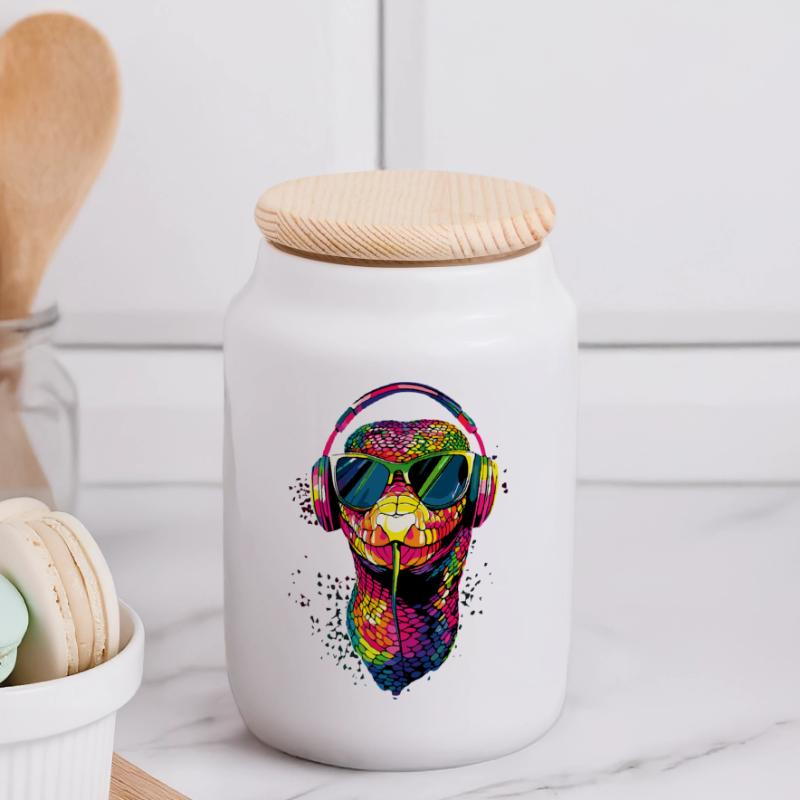 snake, python, cobra, rattlesnake, snakes Panoramic Cookie Jar with Wooden Lid