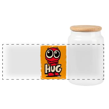 Little cute monster with big eyes - Panoramic Cookie Jar with Wooden Lid - white - Front