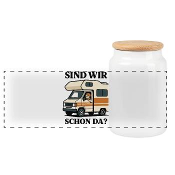 Are we already there Camper Adventure Motorhome - Panoramic Cookie Jar with Wooden Lid - white - Front