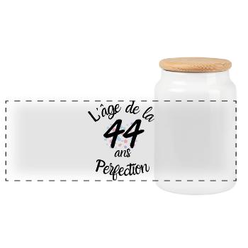 44 ans, l'âge de la perfection - Boîte à biscuits avec couvercle en bois - blanc - Devant