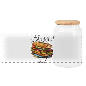 MY SANDWICH DAY - Panorama Keksdose mit Holzdeckel - Weiß - Vorne