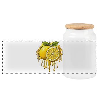 lemon - Panoramic Cookie Jar with Wooden Lid - white - Front