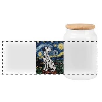 Dalmatiner Hund Van Gogh Style Starry  - Panorama Keksdose mit Holzdeckel - Weiß - Vorne