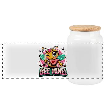 Bee Mine for women - Panoramic Cookie Jar with Wooden Lid - white - Front