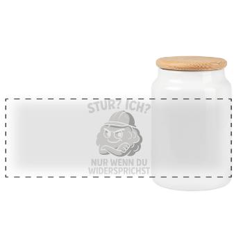 Stubborn? I? Only if you contradict - Panoramic Cookie Jar with Wooden Lid - white - Front