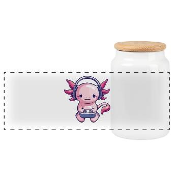 Kreativer Axolotl gaming - Panorama Keksdose mit Holzdeckel - Weiß - Vorne