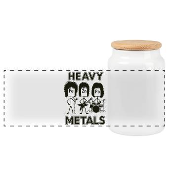 Heavy metal band design with elements - Panoramic Cookie Jar with Wooden Lid - white - Front
