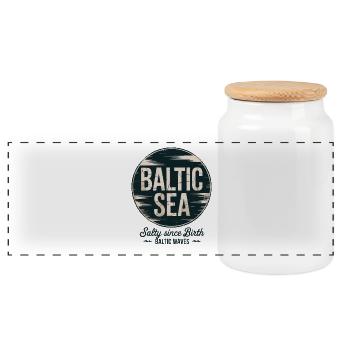 Ostsee Baltic Sea Salty Since Birth Baltic Waves - Panoramic Cookie Jar with Wooden Lid - white - Front