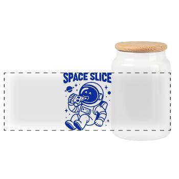 Space Astronaut Baby Design - Panoramic Cookie Jar with Wooden Lid - white - Front