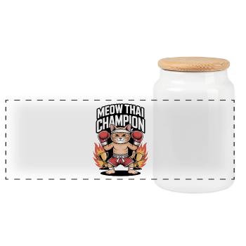 Vainqueur du chat Battle Lion - Boîte à biscuits avec couvercle en bois - blanc - Devant
