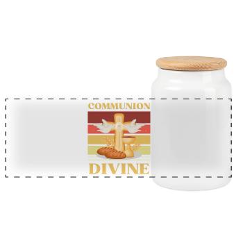 DIVINE COMMUNION - FIRST COMMUNION - Panoramic Cookie Jar with Wooden Lid - white - Front
