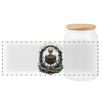 Skeletor reads book with nature motifs - Panoramic Cookie Jar with Wooden Lid - white - Front