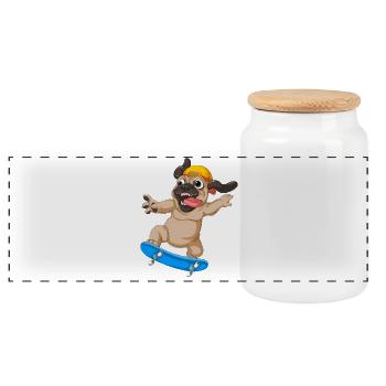 Carlin Skateboard - Boîte à biscuits avec couvercle en bois - blanc - Devant