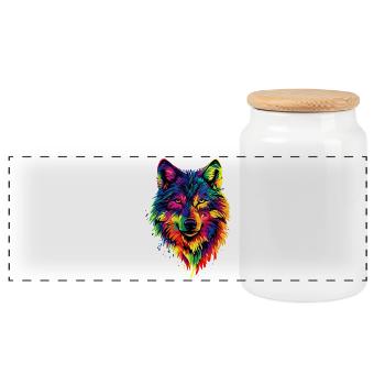 Wolf Love Wolves Wolf Pack Wolfhound Wild Wolf - Panoramic Cookie Jar with Wooden Lid - white - Front
