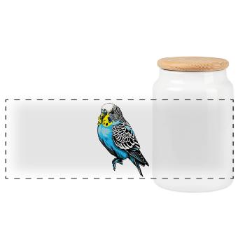 Conception vectorielle de perruche colorée - Boîte à biscuits avec couvercle en bois - blanc - Devant