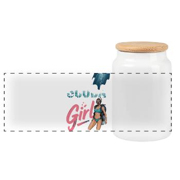 Scuba Girl Diver Design - Boîte à biscuits avec couvercle en bois - blanc - Devant