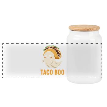 Bébé Taco Ghost avec humour - Boîte à biscuits avec couvercle en bois - blanc - Devant
