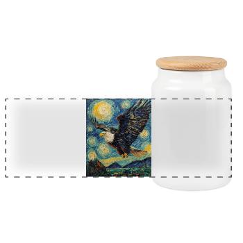 Aigle oiseau style Van Gogh nuit étoilée - Boîte à biscuits avec couvercle en bois - blanc - Devant