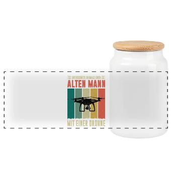 Accessoires de pilote de drone Drone Pilote de drone Cadeau - Boîte à biscuits avec couvercle en bois - blanc - Devant