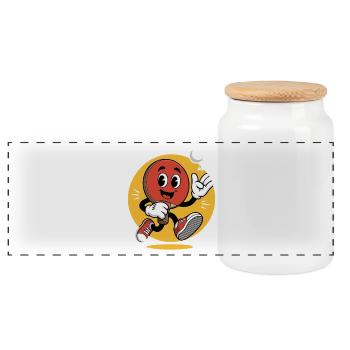 Conception de dessin animé de tennis de table - Boîte à biscuits avec couvercle en bois - blanc - Devant