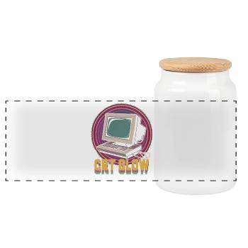 CRT Computer Pop Culture Retro Video Game - Panorama Keksdose mit Holzdeckel - Weiß - Vorne