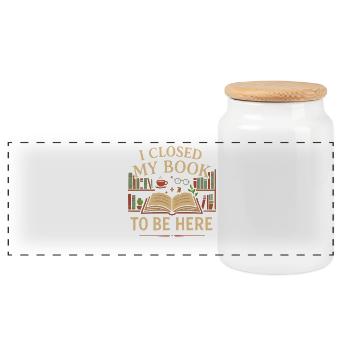 J’ai fermé mon livre pour être ici - Boîte à biscuits avec couvercle en bois - blanc - Devant