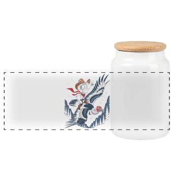 Skeleton chevauche le vautour - Boîte à biscuits avec couvercle en bois - blanc - Devant