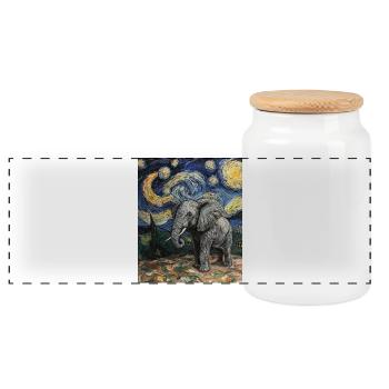 Éléphant Van Gogh Style Nuit étoilée - Boîte à biscuits avec couvercle en bois - blanc - Devant