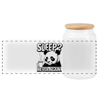 Sleep? Never again - Panorama Keksdose mit Holzdeckel - Weiß - Vorne