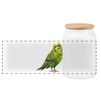 Conception de perruche Joie de vivre - Boîte à biscuits avec couvercle en bois - blanc - Devant